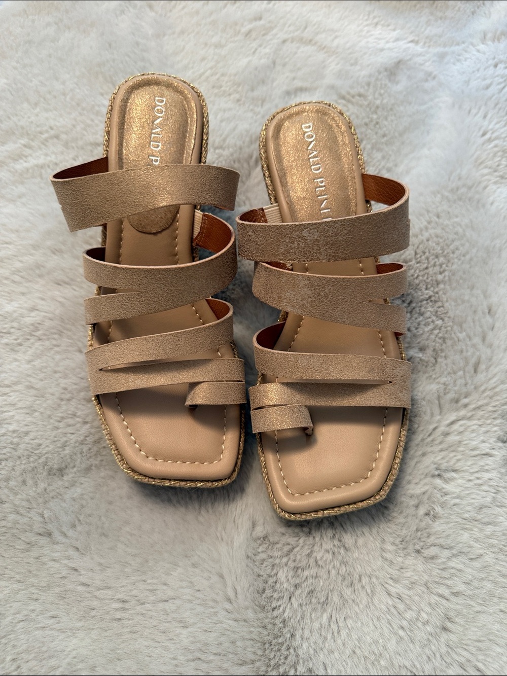 Donald J. Pliner Women's Taupe Gold Anamari Slide Sandals 7